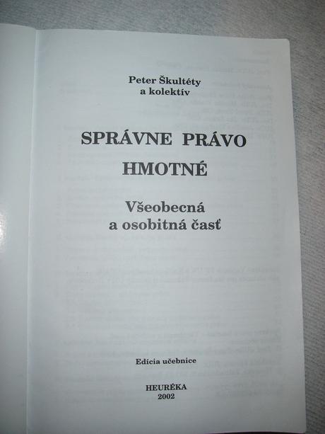 Správne právo hmotné - všeobecná a osobitná časť,