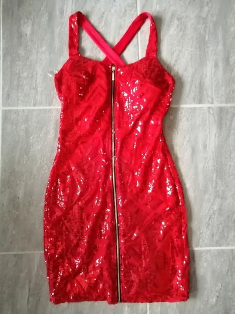 Červené flitrové šaty vs made in italy, s