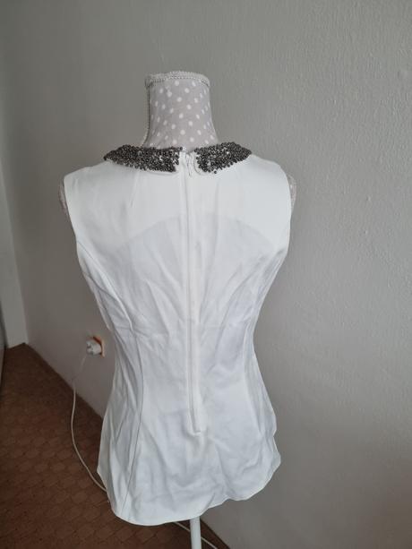 Biela blúzka s korálkami na golieri orsay veľ. 38, orsay,38