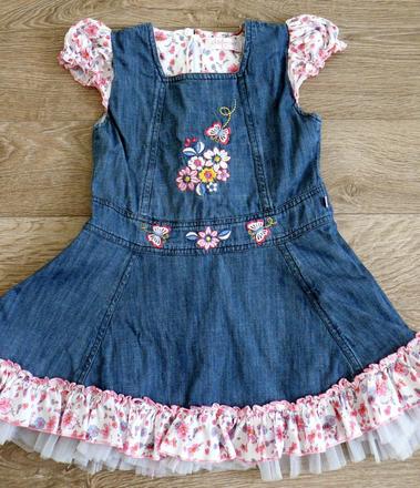 Krásne letné šaty s výšivkami a spodničkou na 4-5r, 104