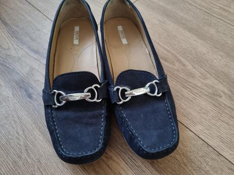 Modré mokasíny z brúsenej kože geox 36, geox,36