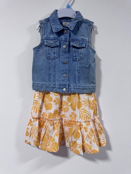 Dievčenský letný set šaty + rifľová vesta, f&f,98