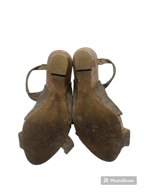 Dámske ľanové sandálky na platforme, 37