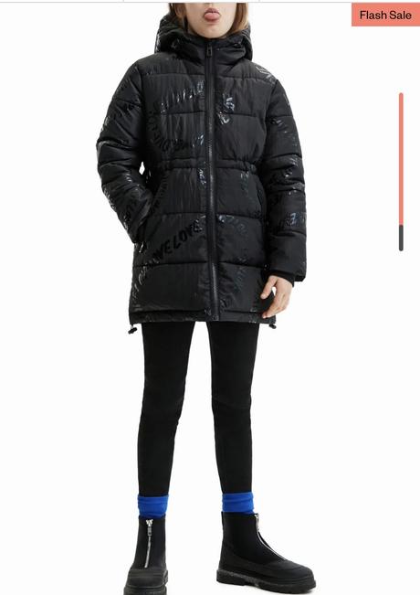 Dlhý prešívaný kabát desigual s textom v.122/128, desigual,128