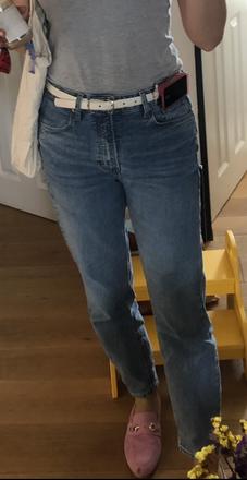 Bledomodré bavlnené džínsy, vysoký pás, h&m, m/38, h&m,m