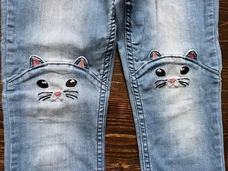 Dzeginy/legíny s mačičkami na kolenách 140, h&m,140