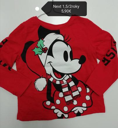 Červené vianočné tričko s minnie next, 92