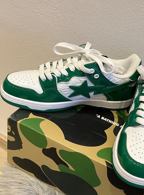 Tenisky bathing ape tmavozeleno biele, 42