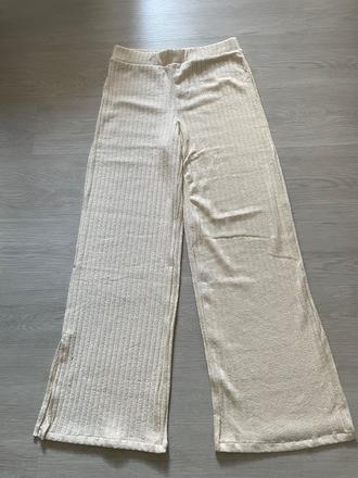 Krémové elasticke nohavice., h&m,m