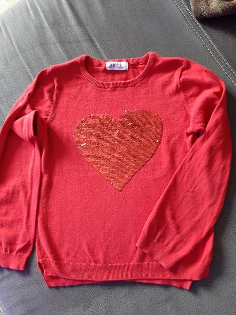Pulóver so srdiečkom 122/128, h&m,128