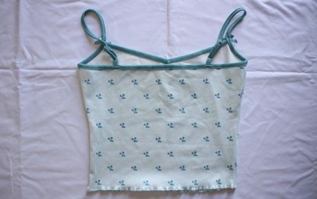 Dámske modré tielko s čerešničkami, s