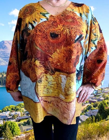 Blúzka- olejomaľba v.van gogh slnečnice -, s / xxl