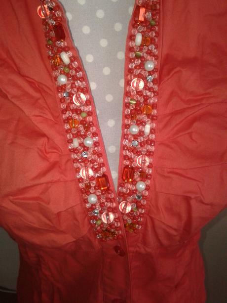 Sexi koralová blúzka s gorálikovým lemom calliope, calliope,38