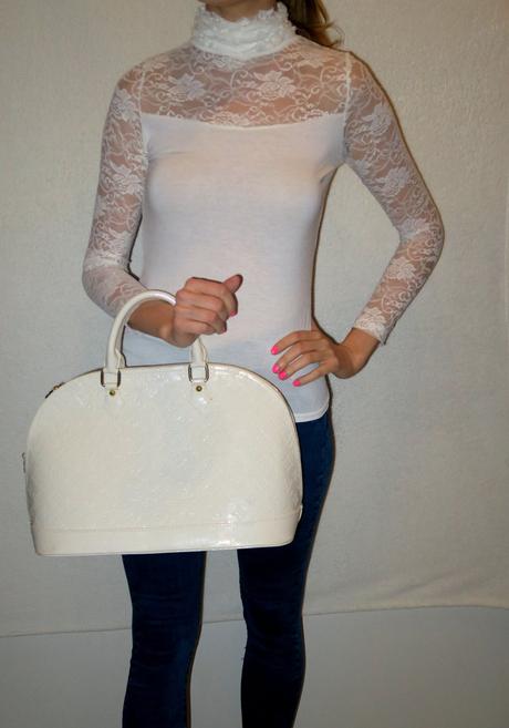 Biele tričko s čipkou, m