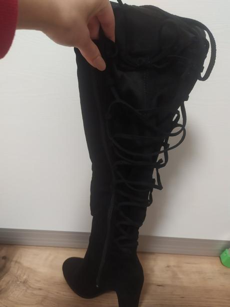 Čierne čižmy nad koleno veľkosť 35, jennifer&jennifer,35