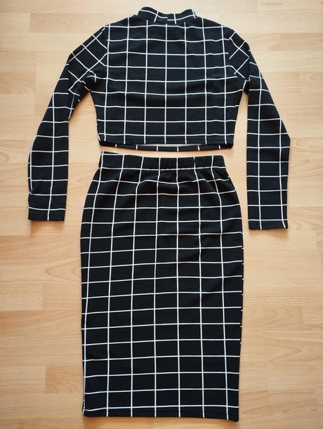 Bieločierny set sukne a topu shein, m