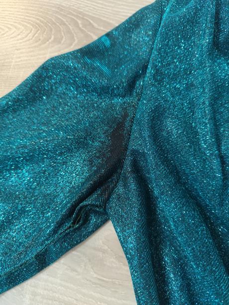 Dlhé spoločenské trblietavé petrolejové šaty, 38