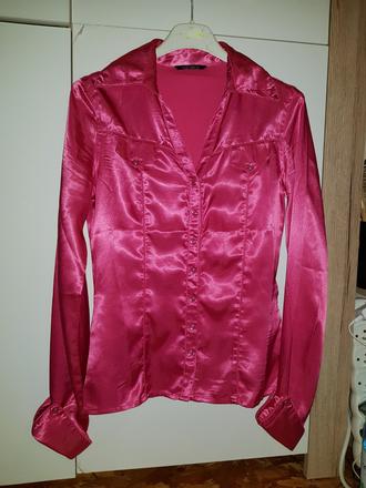 Saténová cyklamenova blúzka, xs