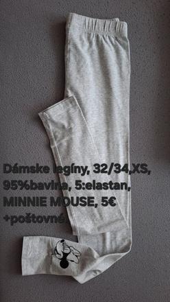 Dámske svetlošedé legíny, minnie mouse., pepperts,xs