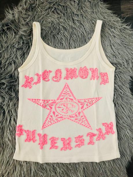 Ružovo-biele tielko s trblietavou aplikáciou, s