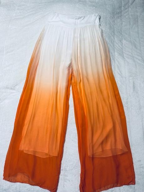 Letný nohavicový komplet bielo oranžový, 