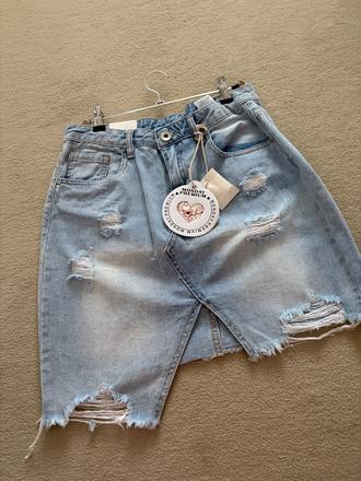 Asymetrická riflova sukňa, l