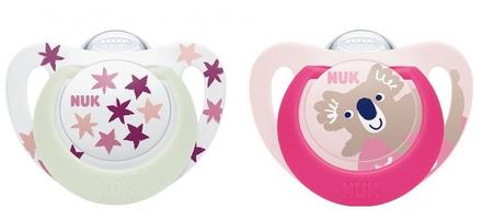 Nuk silikónový cumlík star day&night 6-18m, 2ks, nuk