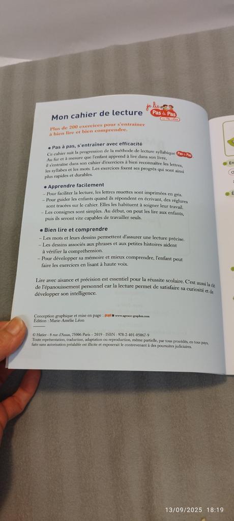 Mon cahier de lecture methode syllabique, 