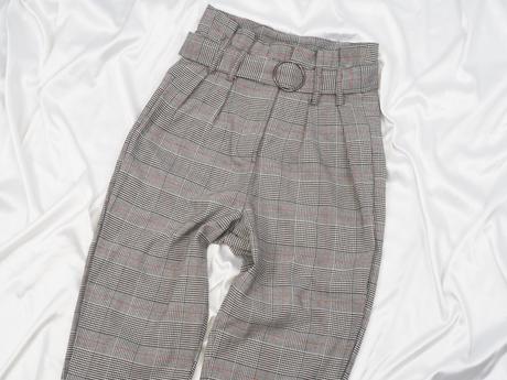 Kvalitné káro nohavice janina, 34