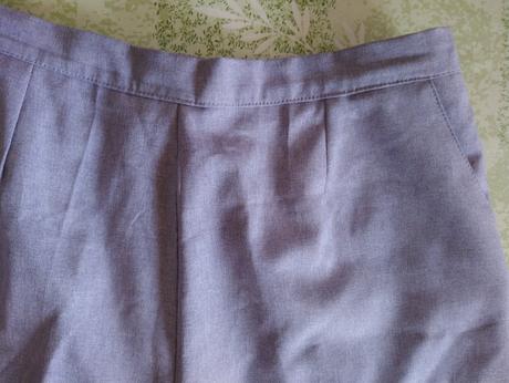 Dámske šedo fialové elegantné 3/4 nohavice england, xl