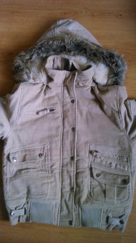 Krémová menčestrová oteplená bundička, l