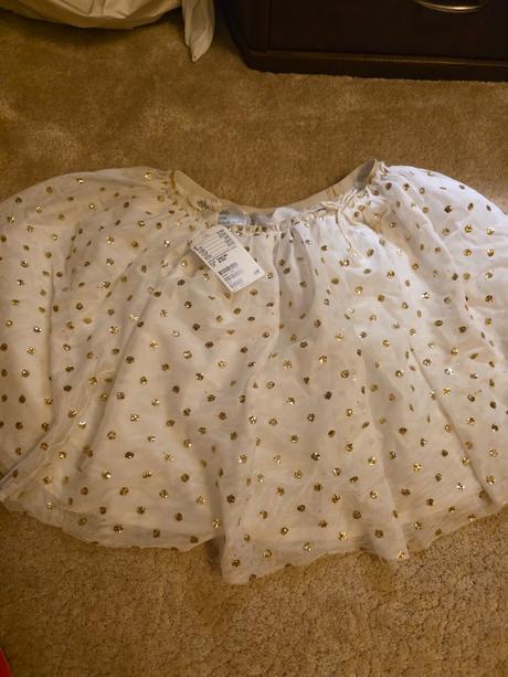 Biela tylová sukna so zlatymi bodkami, h&m,134