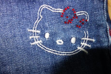Rifľové šortky hello kitty, h&m,128