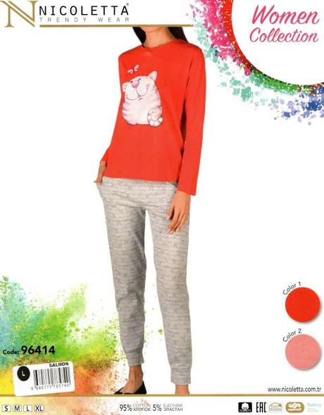 Dámske bavlnené pyžamo, l - xxl