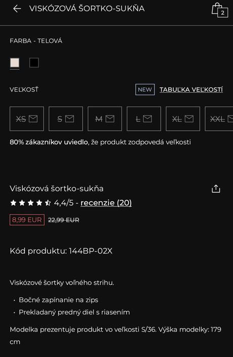 Viskózové šortky so sukňou reserved, reserved,xl