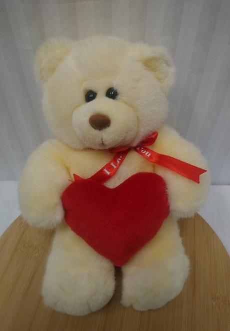 Plyšový žltý medveď s mašličkou i love you, srdce, 