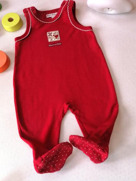 H&m-červené dupačky na ramienka, 62