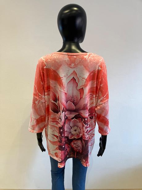 Dámske svetrové tričko kvetované oversize (uni), l / m / s / xl