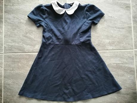 Tmavomodré šaty s bielym golierom reserved v134,8r, reserved,134