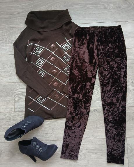 Hnedy sveter s flitrami, m