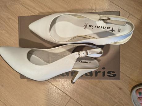 Biele kožené lodičky, tamaris,38