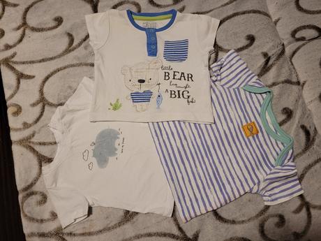 Tri tricka v bielej a modrej, macko, hroch, rybka, 62