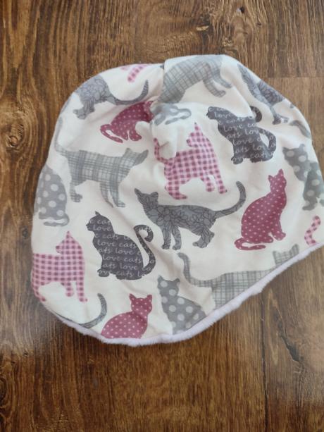 Obojstranná čiapka ušianka mačky, 110 / 116 / 122 / 128