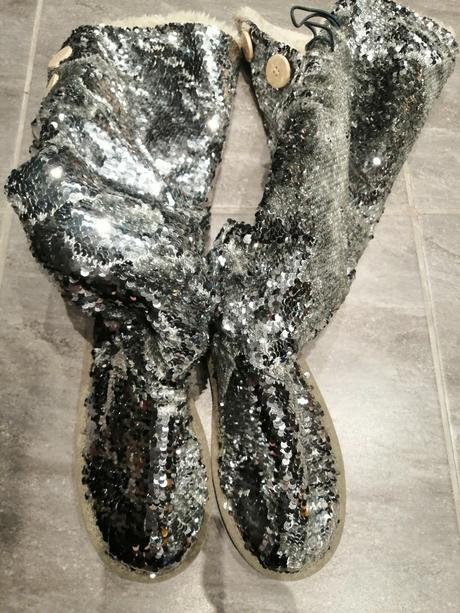 Strieborné flitrové čižmy v39 vd 25cm, 39