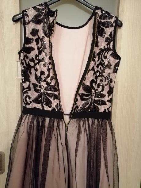 Spoločenské čierno pudrove šaty, veľkosť 36, 36