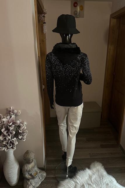 Mikina s kryštálmi a s hodvábnou kapucňou uncs, m