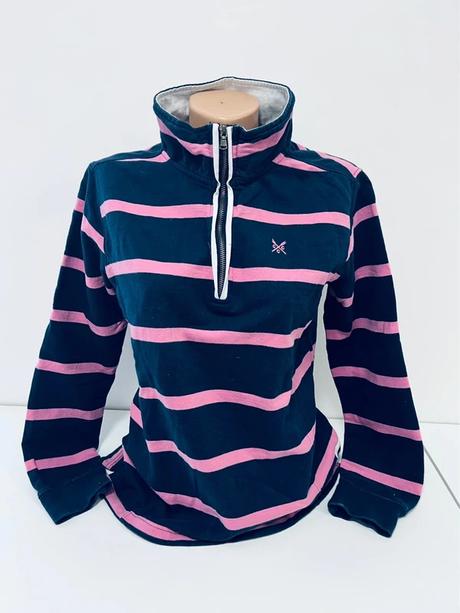 Dámska pásikavá mikina crew clothing na zips, l