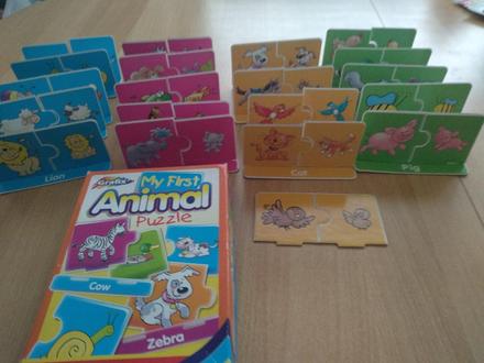 Angličtina -puzzle zvieratá,