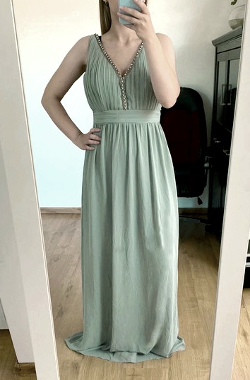 Tfnc london sedozelene spolocenske saty s/m, m