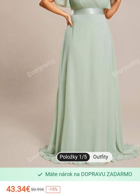 Elegantné mentolové šaty, ever-pretty,xl